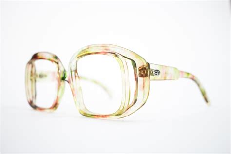 vintage 70s glasses oversized clear rainbow eyeglass frame nos