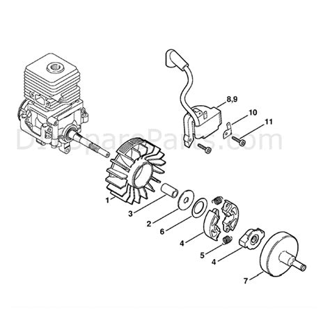 stihl fs  brushcutter fs  parts diagram ignition system clutch