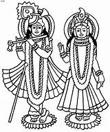Coloring Krishna Pages Hindu Outline Gods Drawing Colouring Festival Lakshmi Radha Mythology Printable Ganesh Goddesses Sketch Cliparts Line Indian Clipart sketch template