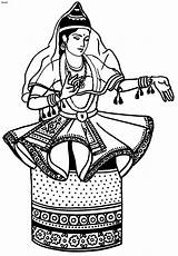 Dance Indian Classical Manipuri Folk India Dancing Coloring Pages Drawing Dances Clipart Drawings Kathak Dancer Book Manipur Colouring Paintings Classic sketch template