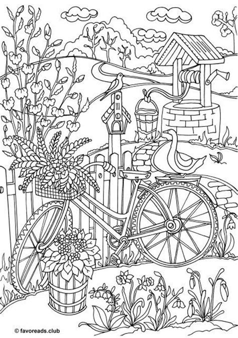 bicycle printable adult coloring page  favoreads etsy