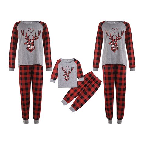 matching family christmas pajamas sets christmas deer head printed