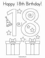 Birthday Coloring 18th Happy Pages Twistynoodle Noodle sketch template
