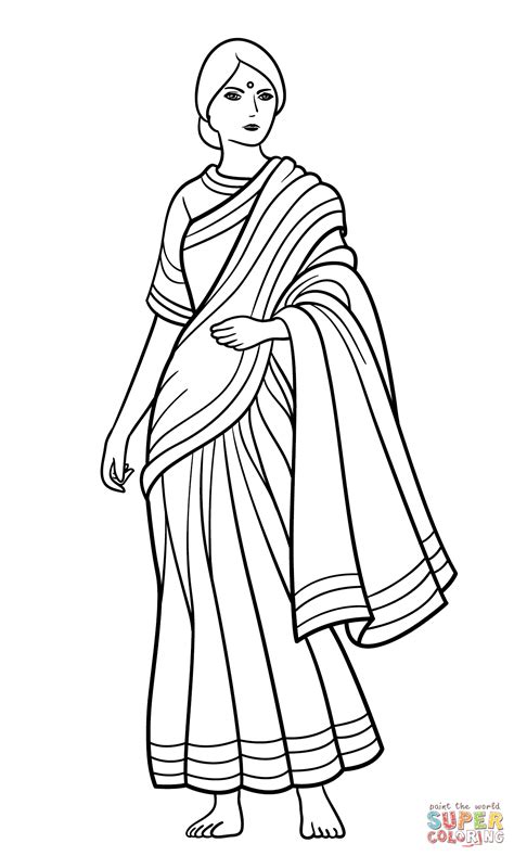 indian woman  sari coloring page  printable coloring pages