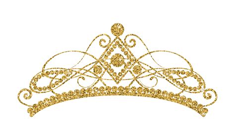 glittering diadem golden tiara isolated  white background