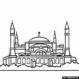 Hagia Sophia Istanbul Coloring Famous Istambul Landmark Thecolor sketch template