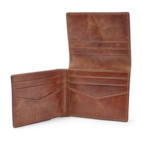 fossil mens derrick execufold leather wallet high capacity billfold