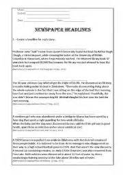 newspaper headline esl worksheet  renate oliveira