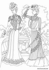Coloring Pages Victorian Era Adult Women Adults Vintage Fashion Favoreads Club Printable Garden Time Period sketch template