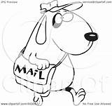 Mail Bag Cartoon Clip Worker Postal Carrying Dog Toonaday Outline Illustration Royalty Rf 2021 sketch template