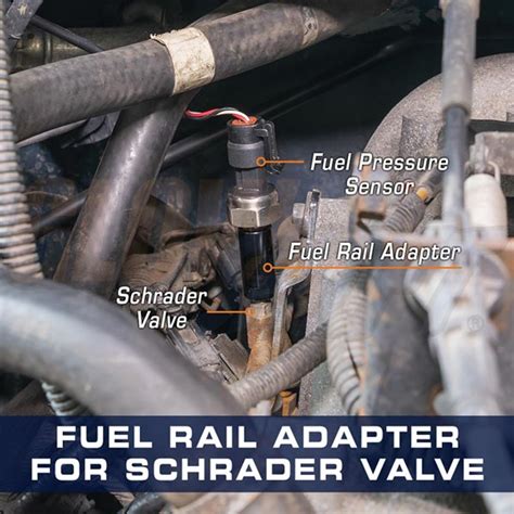 fuel rail thread adapter  ford cars  trucks   schrader valve glowshift gauges llc