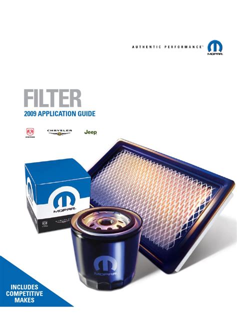 mopar oil filters application guide  truck land vehicles