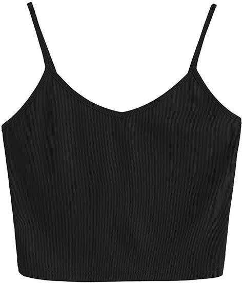 shein women s casual v neck sleeveless ribbed knit cami crop top in