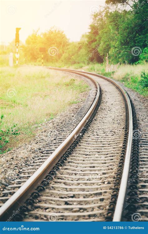 curved railroad stock photo image  train process