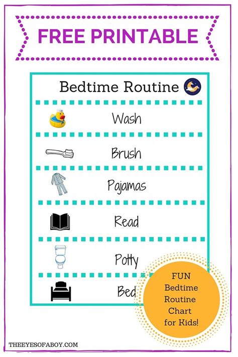 printable bedtime routine chart  printable