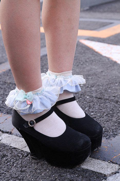 little wedges and lace socks kawaii shoes frilly socks fashion