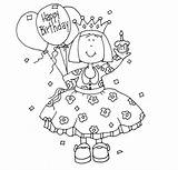 Verjaardag Birthday Kleurplaat Meisje Digi Girl Kleurplaten Coloring Stamps Voor Digital Stamp Pages Colouring Stempels Kids sketch template