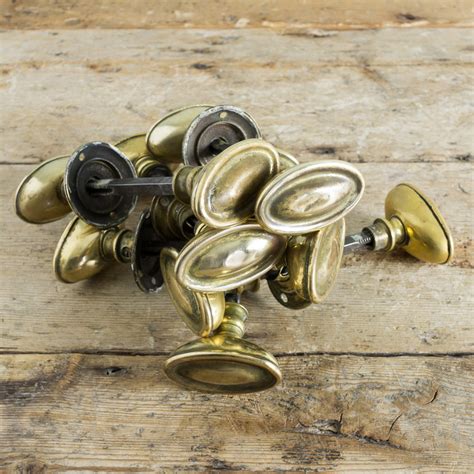 Edwardian Pressed Brass Rim Lock Door Knobs Antique Door Furniture