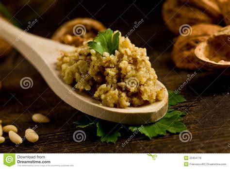 homemade walnut pesto stock photo image cream hard