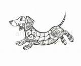 Dachshund Coloring Pages Tattoo Dog Zentangle Chiweenie Dogs Dachshunds Weiner Funny Weenie Dashund Doggies Ak0 Cache Colouring Cachorros Doodle Wiener sketch template