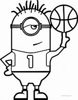 Basketball Coloring Pages Minion Nba Printable Print Kobe Bryant College Cartoon Color Drawing Jersey Sports Football Purple Curry Basket Ball sketch template