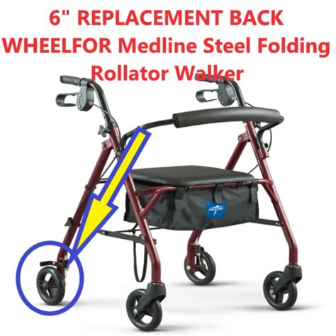 medline steel folding rollator walker replacement parts rear  wheel caster  ebay