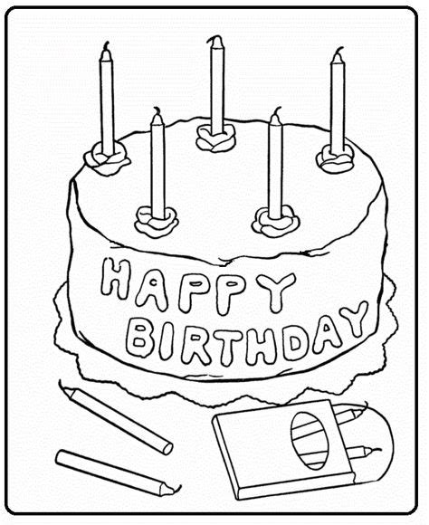 special cake  candles  birthday happy birthday coloring pages
