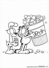 Garfield Odie Popcorn Jedzenie Kot Pies Kolorowanka Druku Znajduje Kategorii Przedstawia sketch template