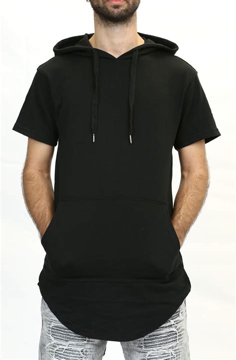 elongated short sleeve hoodie in black fashion x freedom shirts pinterest short sleeve