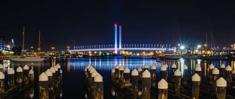 Free Images Water Dock Bridge Skyline Night City River