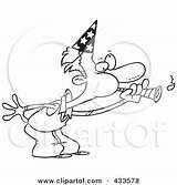 Blowing Horn Coloring Illustration Cartoon Line Party Man Toonaday Royalty Clipart Rf 2021 sketch template