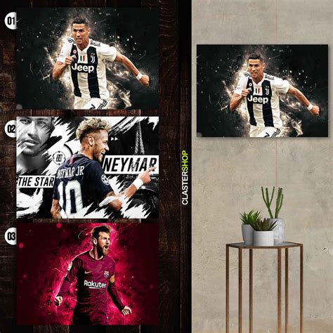 Jual Poster Pemain Sepak Bola Dunia Lionel Messi Cristiano Ronaldo