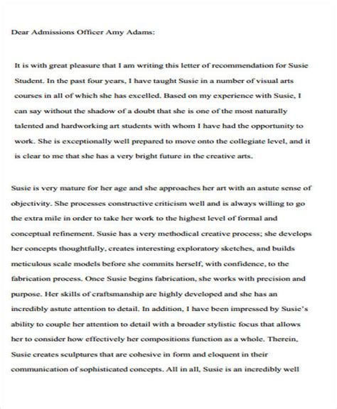 college recommendation letter samples   ms word