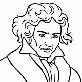 Beethoven Ludwig Coloring Composer Tocolor sketch template