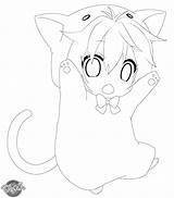Chibi Neko Lineart Kirara Line Cat Deviantart Group sketch template