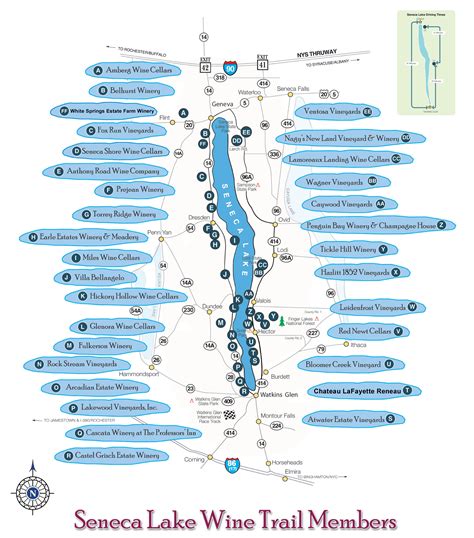 seneca wine trail map vector   map