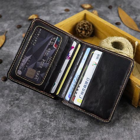 vintage leather mens bifold small wallet front pocket wallet short wa