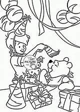Coloring Pages Birthday Pooh Happy Kids Cartoon Disney Holiday Winnie Choose Board Colouring Sheets sketch template