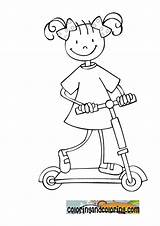 Scooter Pages Colorear Para Patinete Dibujos Coloring Colouring Girl Colori Clipart sketch template