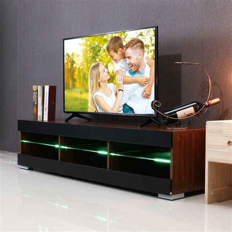 57 tv stand for flat tv 40 55 inch tv in home w led lights shelves