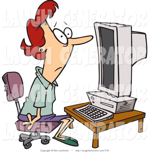 humorous clip art of a computer illiterate woman sitting