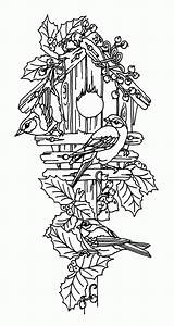 Coloring Bird Pages House Birdhouse Guarding Couple Their Printable Adult Colouring Vine Print Color Sheets Using Kids Template Patterns Pyrography sketch template