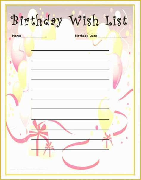 birthday wishes templates    birthday list template