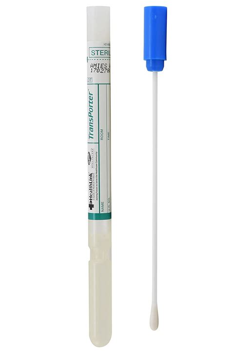 transport swab with amies gel plastic shaft with rayon tip single 50