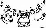 Clipart Clothes Line Clothe Library sketch template
