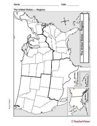map   regions geography printable st  grade teachervision