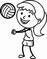 Volleyball Coloring Pages Girl Drawing Playing Players Clipartmag Getdrawings sketch template