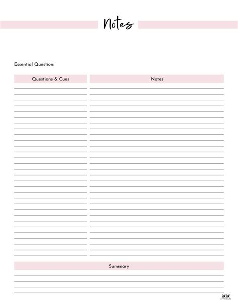 templates printable   printables cornell note  template