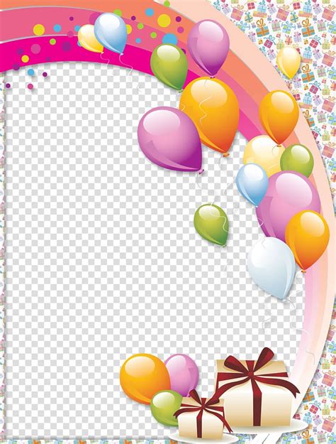 multicolored balloons  gifts frame birthday cake frames happy