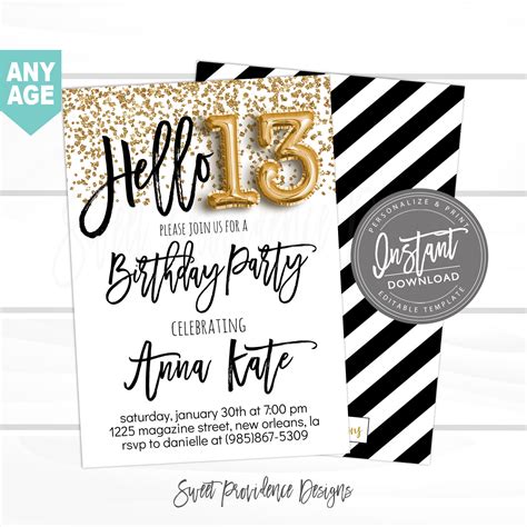 birthday invitation editable  birthday invitation